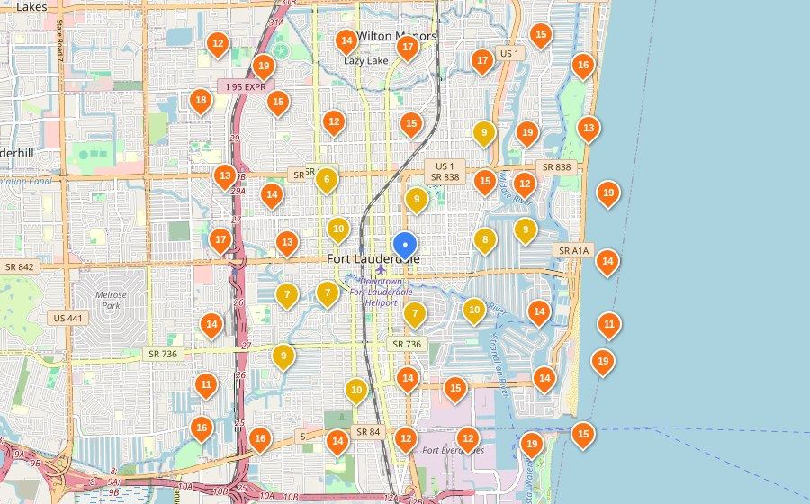 Garage Door Repair in Fort Lauderdale, FL, Google Maps grid before