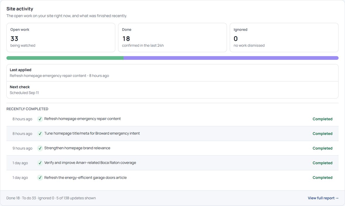 Nightly work in the RankSteer portal